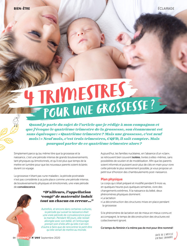 Danse de Vie - Naitre Parents Marie Fournier Bio Info - 4e trimestre grossesse