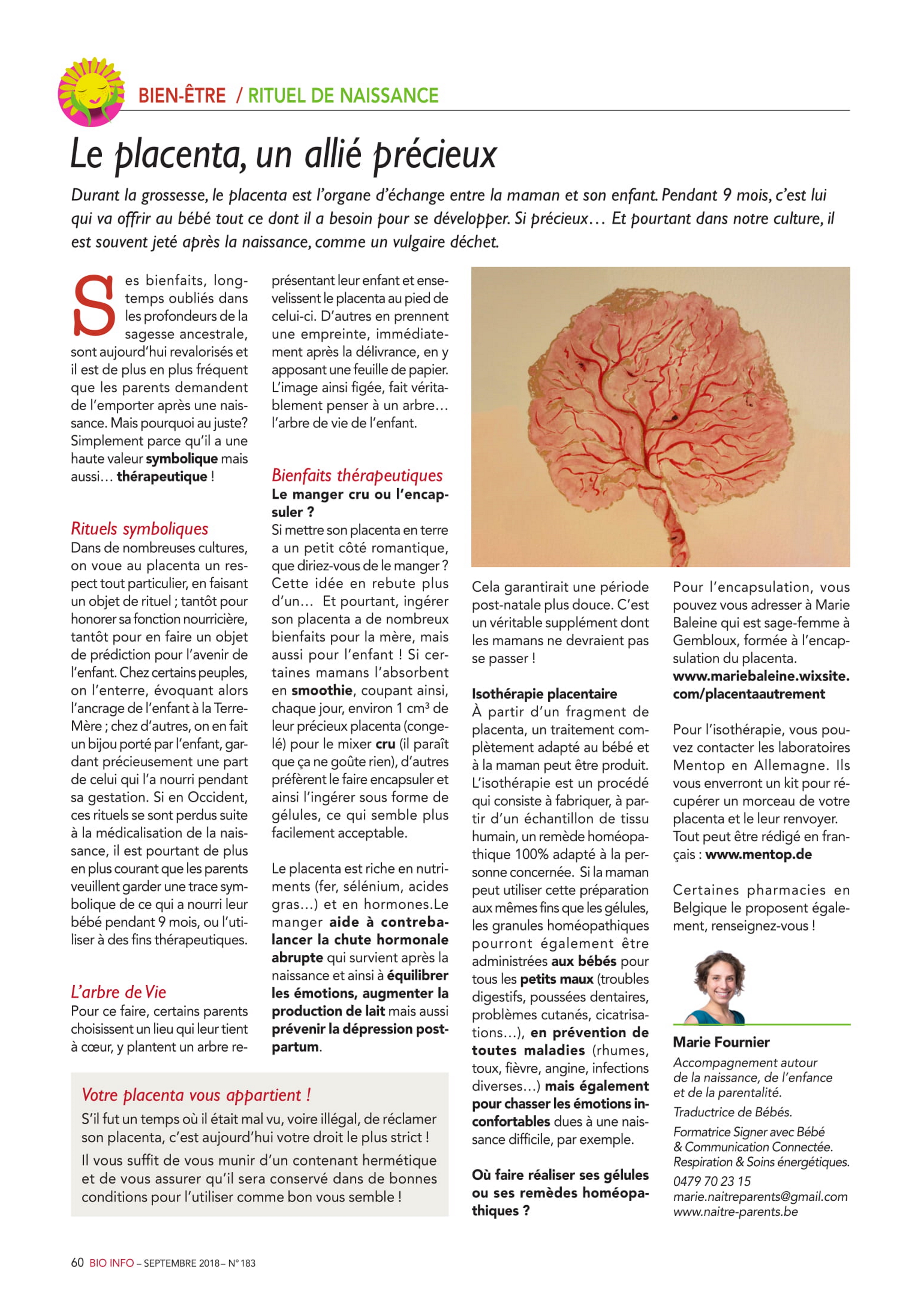 Article autour du Placenta