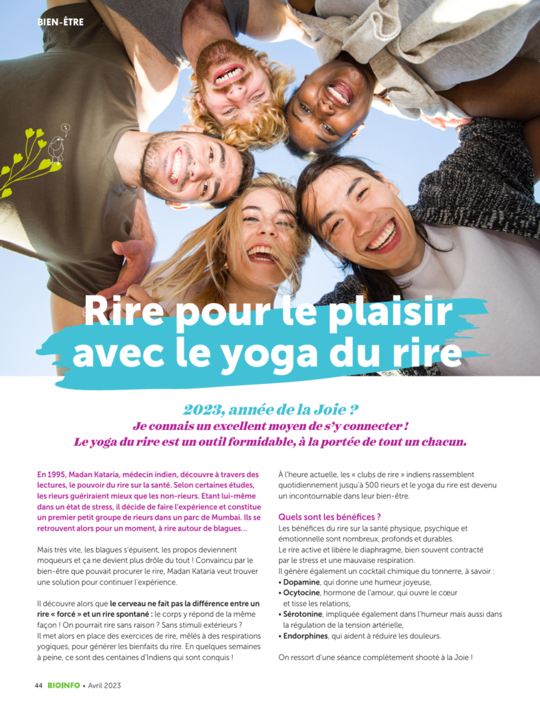 Article du Bio Info sur le yoga du rire